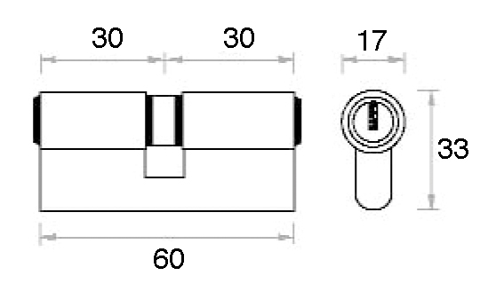 CILINDRO 60 mm. P LATON 30x30 15 BLISTER