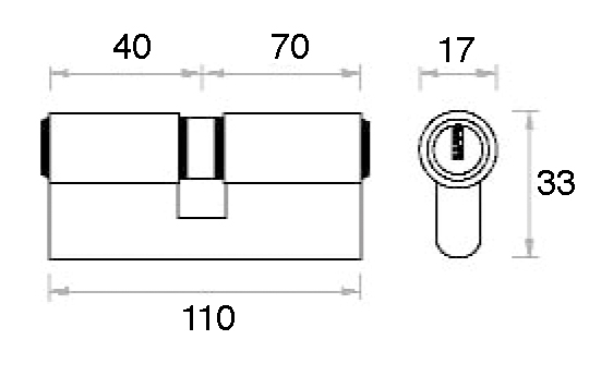 CILINDRO 110 mm. P NIQUEL SAT. 40x70 15 CAJA