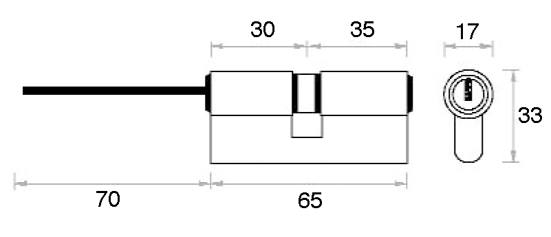 CILINDRO 65 mm. P NIQUEL SAT. 35x30 15 P/POMO CAJA