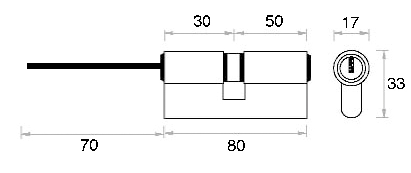 CILINDRO 80 mm. P NIQUEL SAT. 50x30 15 P/POMO CAJA