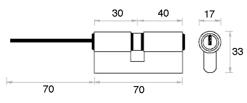 CILINDRO 70 mm. P LATON 40x30 15 P/POMO CAJA