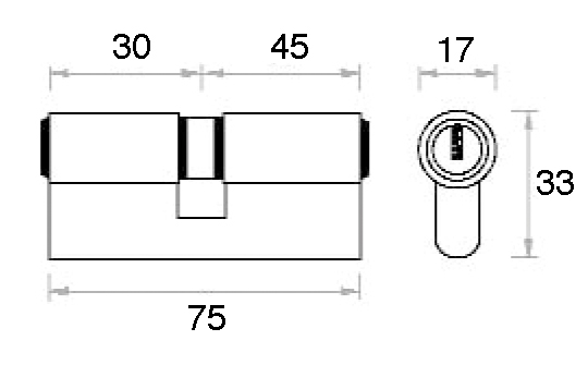 CILINDRO 75 mm. F NIQUEL SAT. 30x45 15 CAJA