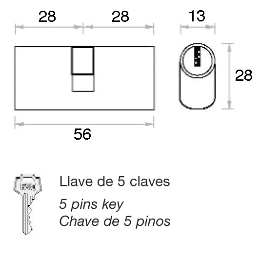 CILINDRO OVAL 56 mm. F LATON 28x28 11 CAJA