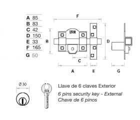 Cerrojo FAC 946LP/80 UVE sistema L anti-bumping