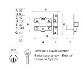 Cerrojo FAC 946RP/80 UVE  sistema R anti-bumping