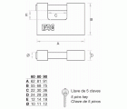 Candado FAC rectangular blindado por medio de carcasa de acero endurecido y cromado.