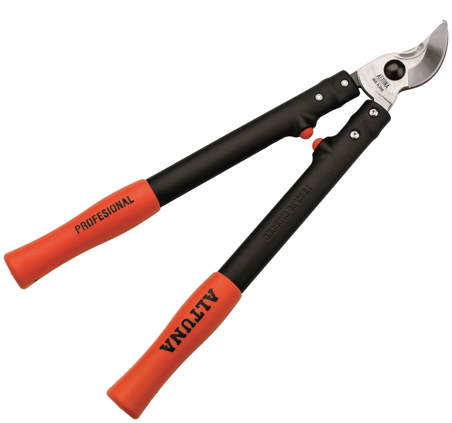 Tijera de poda 2 manos uso profesional. Corte bypass. Diámetro de corte 35mm. Longitud: 40cm. Mangos de fibra de carbono, máxima ligereza. Especialmente indicada para viñedo, frutal, olivo.