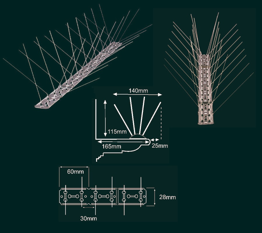Pinchos anti pájaros inoxidable de 50cm con 40 púas DIPOX-140