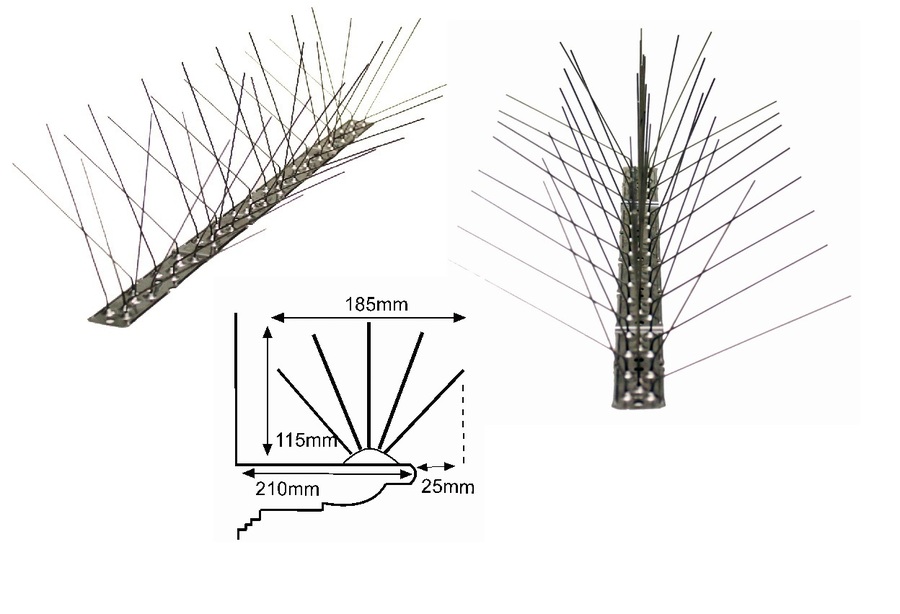 Pinchos anti pájaros inoxidable de 50cm con 50 púas DIPOX-185
