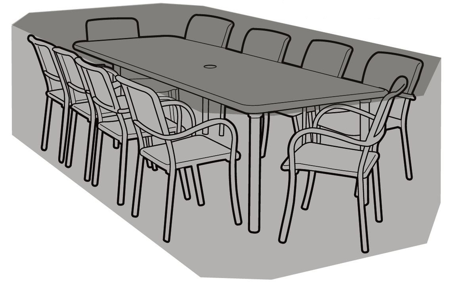 Funda BI010FU para muebles de jardín, funda para mesa rectangular y sillas impermeable y extremadamente resistente