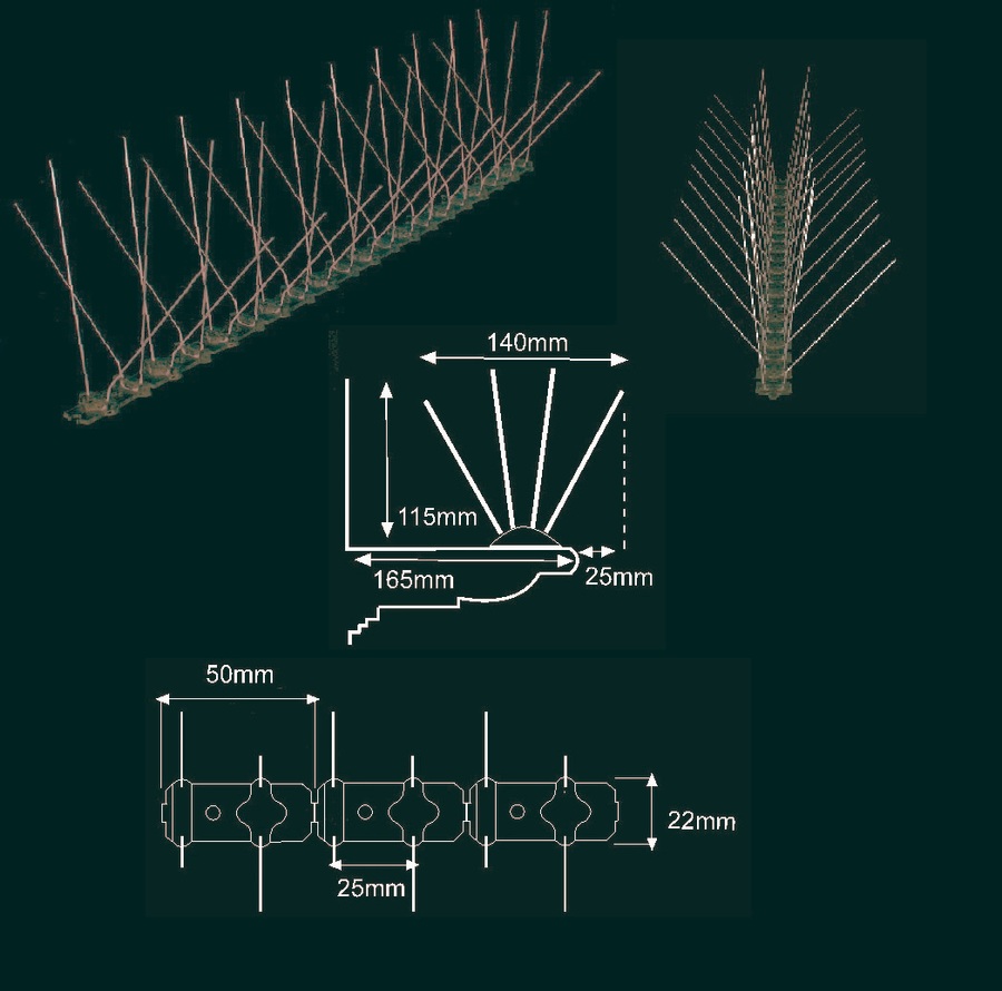 Pinchos anti pájaros 50cm con 40 púas DIPA-140