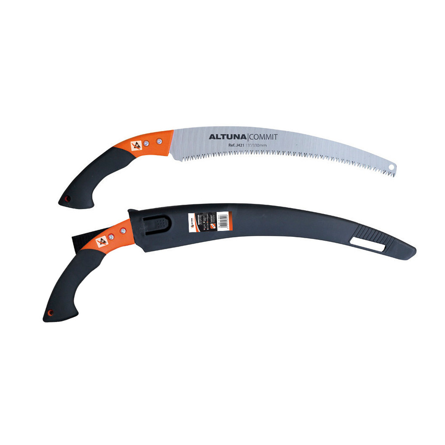 Serrucho de poda curvo 330mm dentado japonés con funda J422