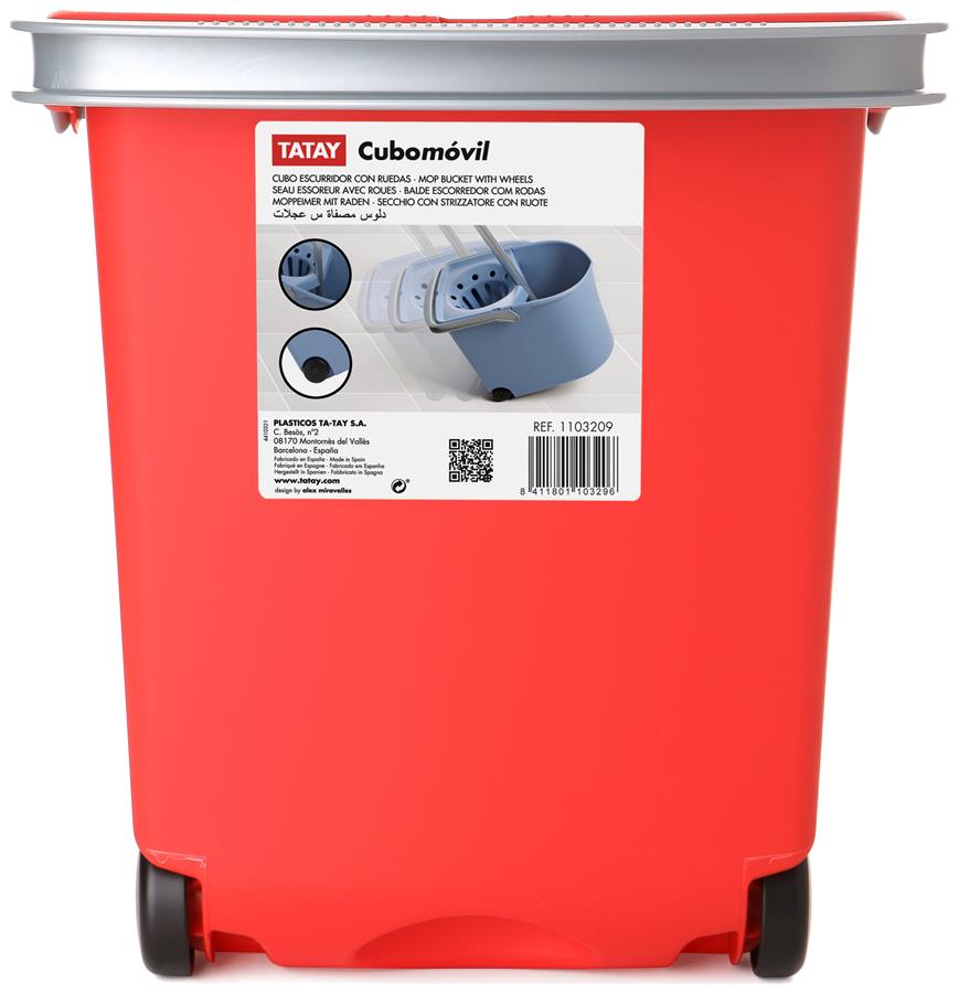 Cubo Escurridor C/Ruedas Rojo Tatay