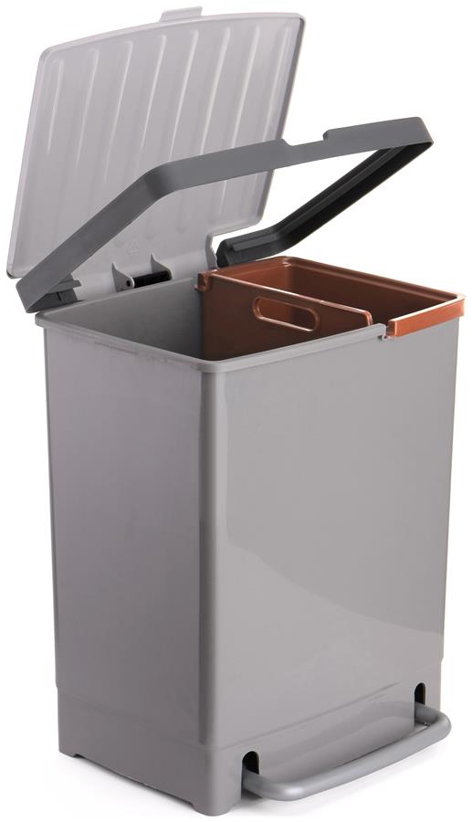 Cubo Reciclaje 17L+8L  Gris Tatay