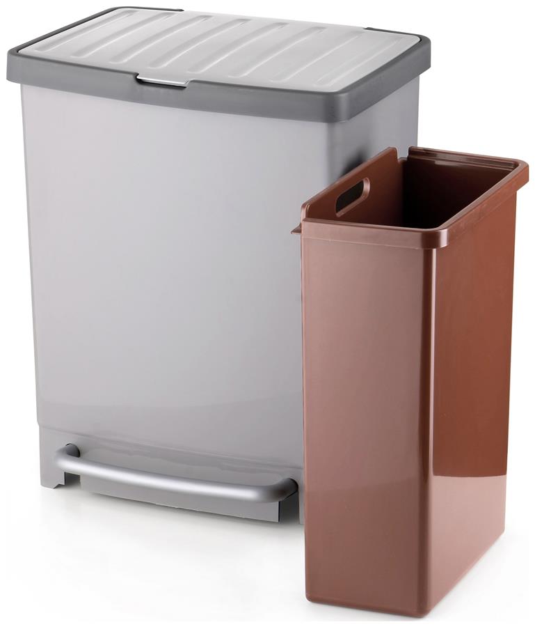 Cubo Reciclaje 17L+8L  Gris Tatay
