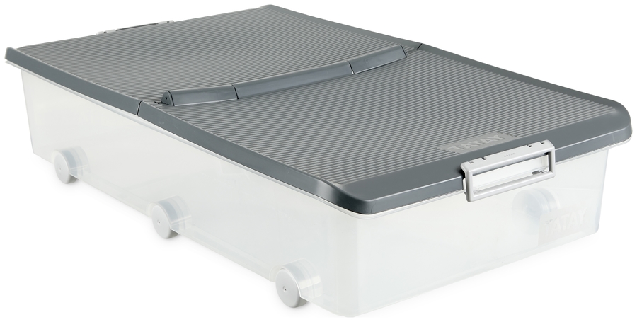 Caja bajo cama Tatay 63 l c/ruedas gris 11511.22