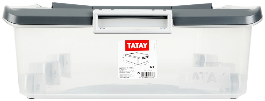 Caja bajo cama Tatay 63 l c/ruedas gris 11511.22