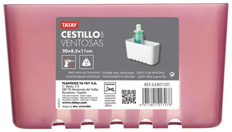 Cestillo pequeño standard con ventosas  berenjena Tatay