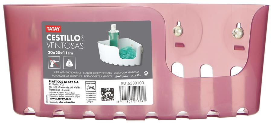 Cestillo rinconero standard con ventosas - berenjena Tatay