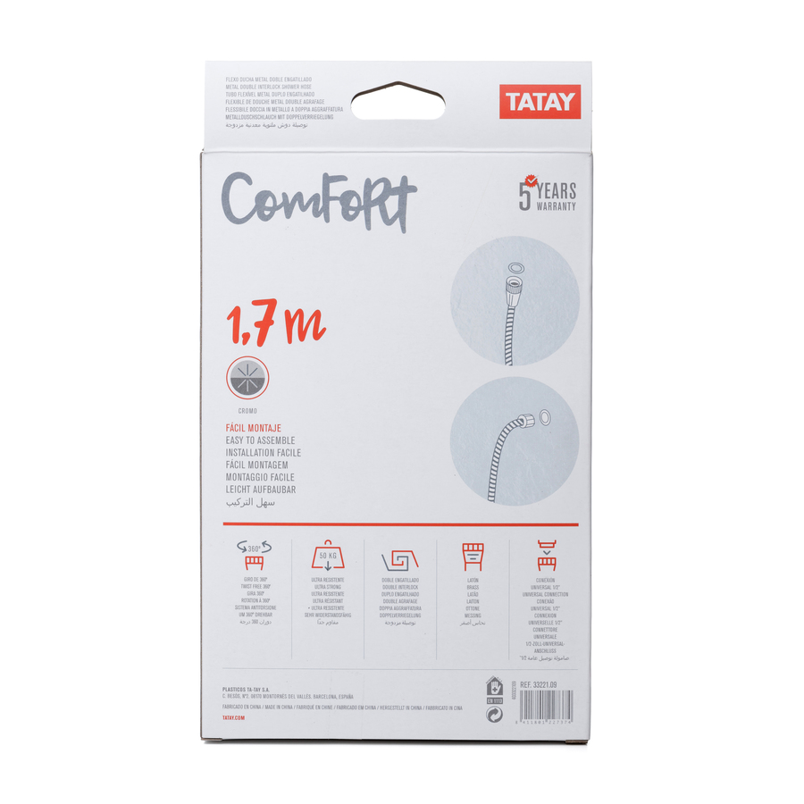 Flexo Ducha Metal Doble 1,7m Comfort