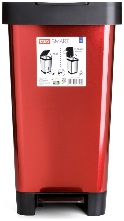 CUBO PEDAL 25 L SMART STEEL ROJO