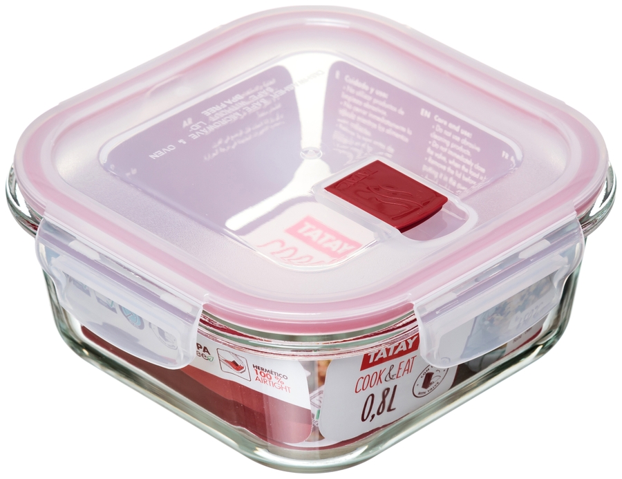 Hermético Cook & Eat Vidrio Cuadrado 0,8L
