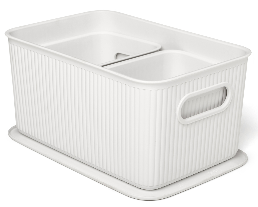 SET 3 Cestas 5L + 2 x 1,5L + Tapa BAOBAB - Blanco Pergamon de Tatay, Set de cestas de ordenación