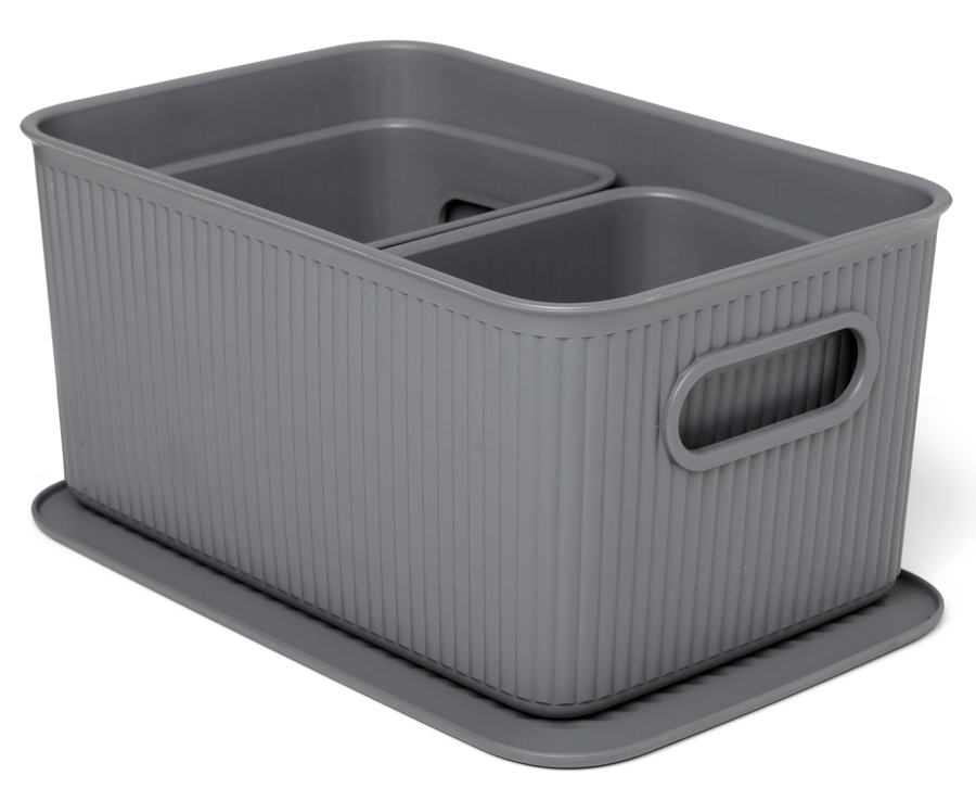 SET 3 Cestas 5L + 2 x 1,5L + Tapa BAOBAB - Gris Antracita de Tatay, Set de cestas de ordenación