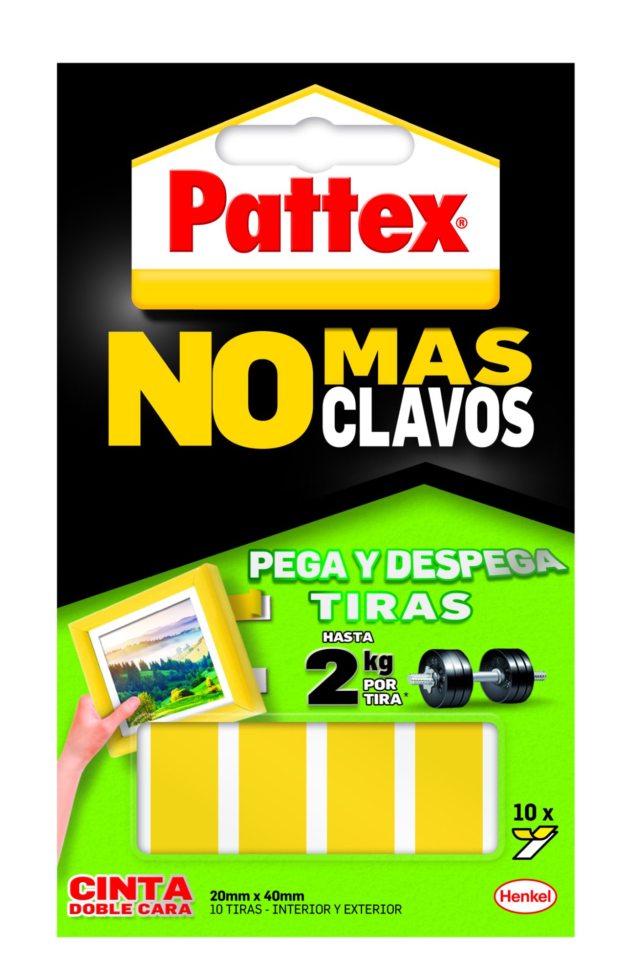 Pattex  Nmc Cinta Doble Cara  Pega Y Despega Bl 10 tiras precortadas