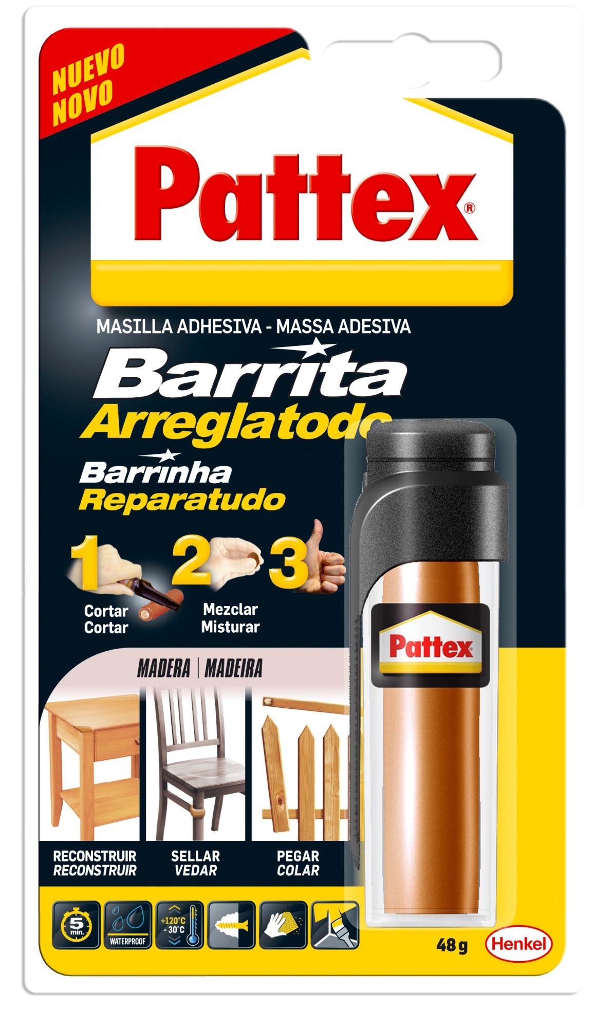 Pattex Barrita Arreglatodo Esp. Madera Bl 48 gr