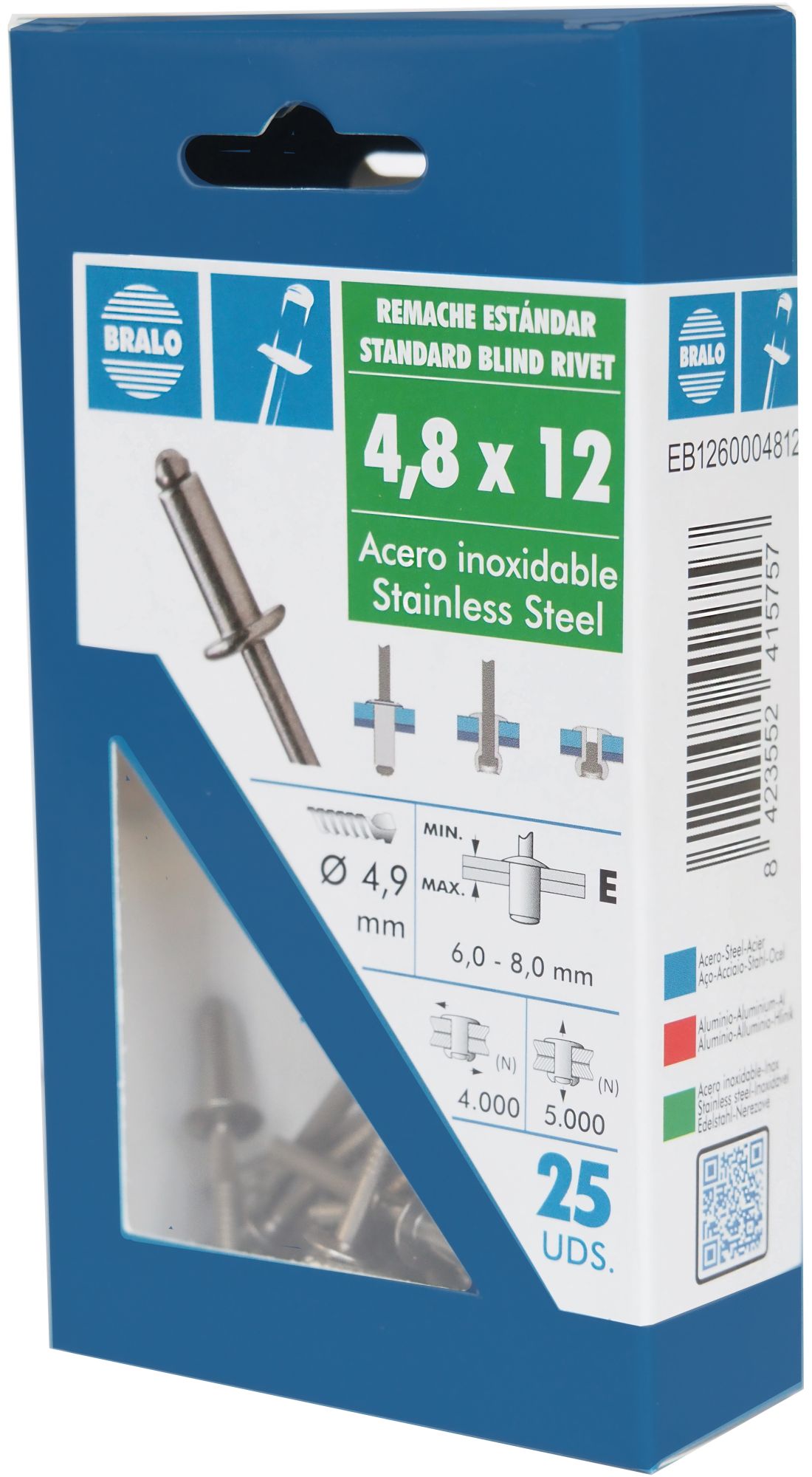 REMACHE Ø 4,8 X 12 INOX/INOX ECOBLISTER