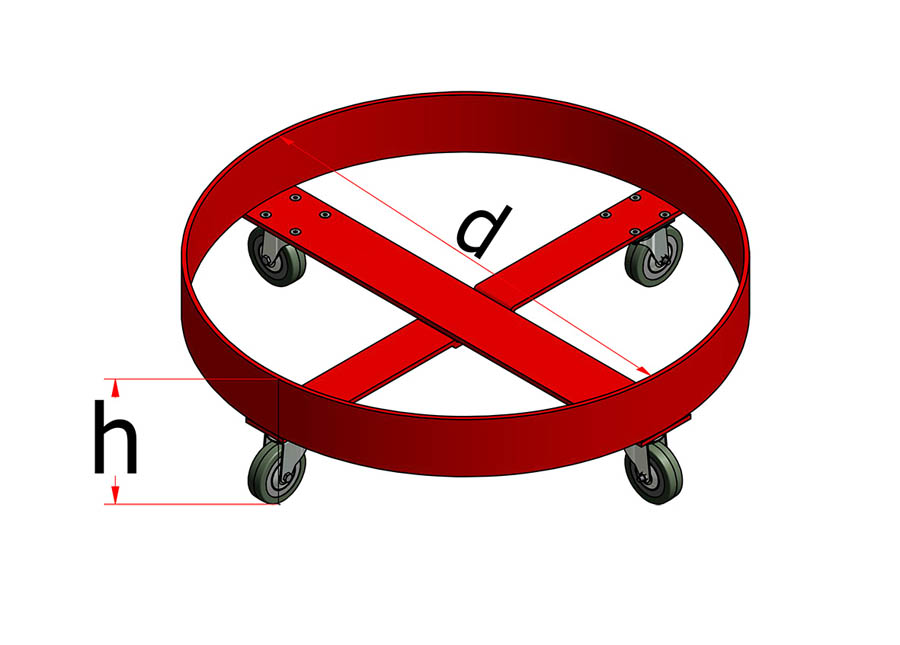 Carros Portabidones de Acero circular carga 210 Kg PB1000