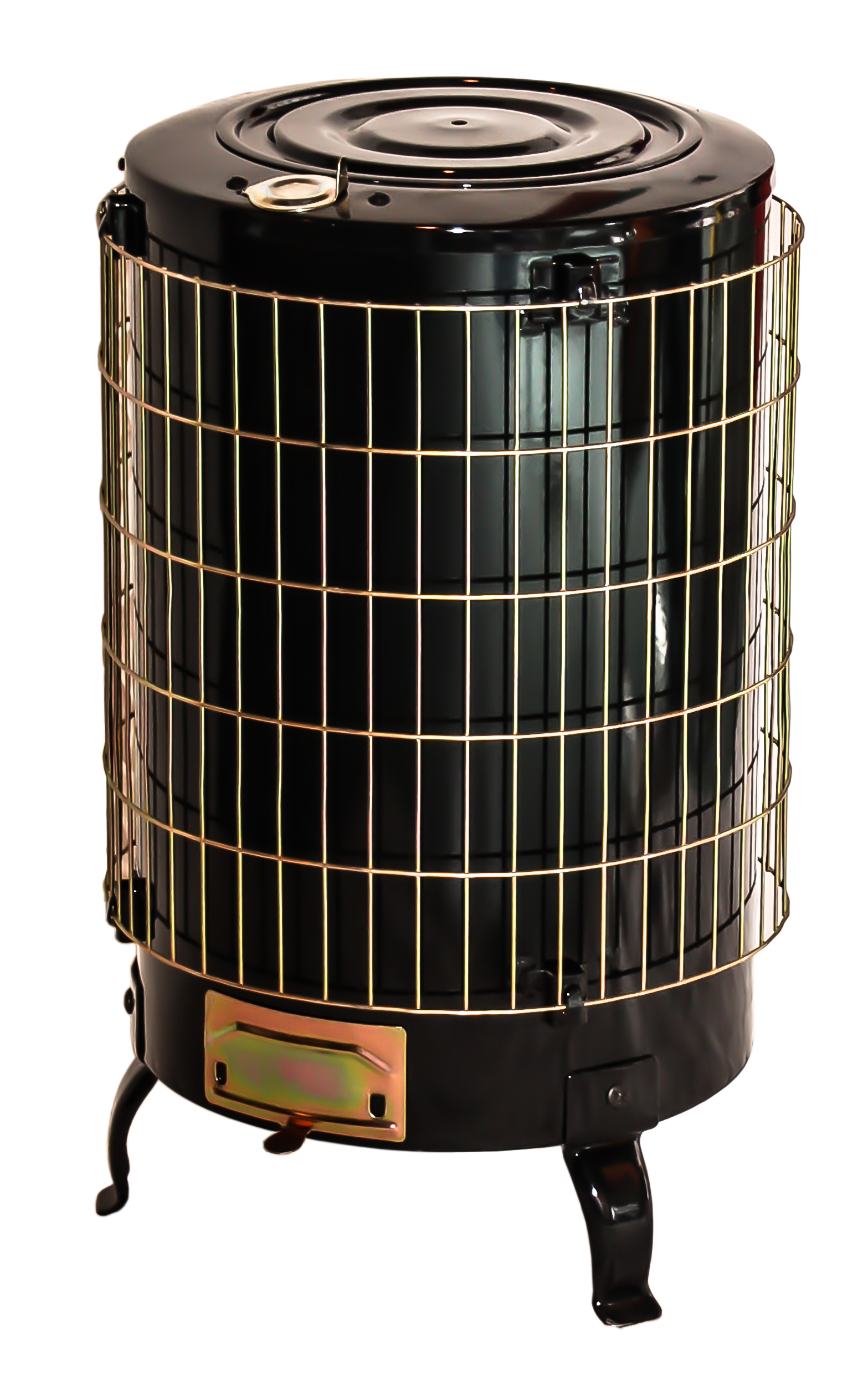 Leña economica Nº4 con parrilla y salida horizontal esmaltada en color negro