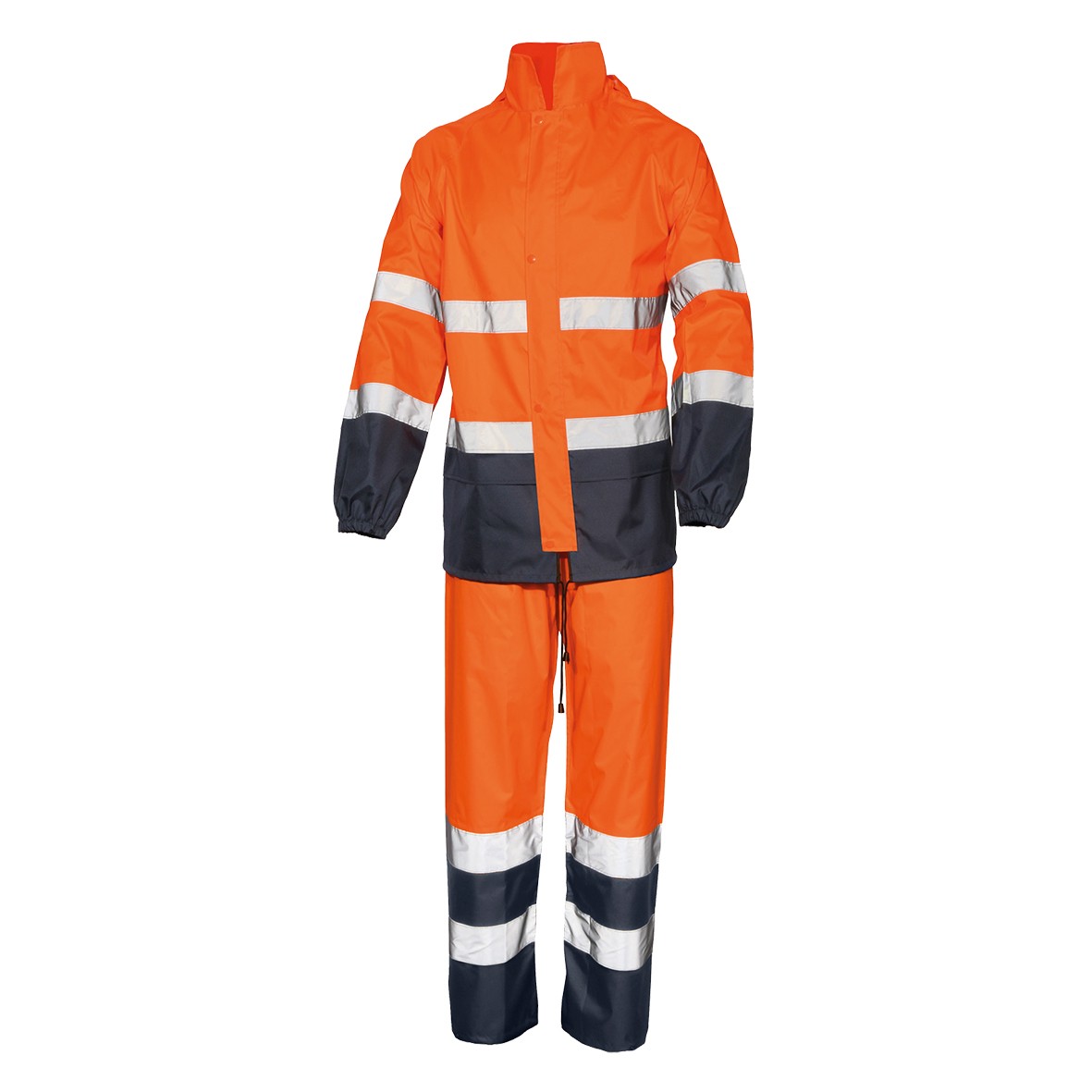 Conjunto impermeable GLARE A.V. bicolor EN ISO 20471, EN 343 Talla S Azul marino-Naranja flúor (47)