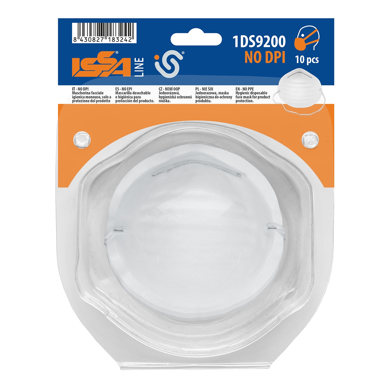 MASCARILLA HIGIÉNICA REF. DS9200 EN BLÍSTER (10 UDS.)
