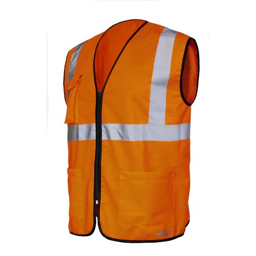 Chaleco A.V con cremallera EN ISO 20471 Talla L Naranja flúor + bandas (32)
