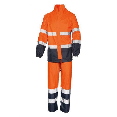 Conjunto impermeable GLARE A.V. bicolor EN ISO 20471, EN 343 Talla S Azul marino-Naranja flúor (47)