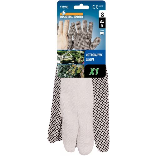 Guante en algodón moteado con PVC blíster, Talla 8