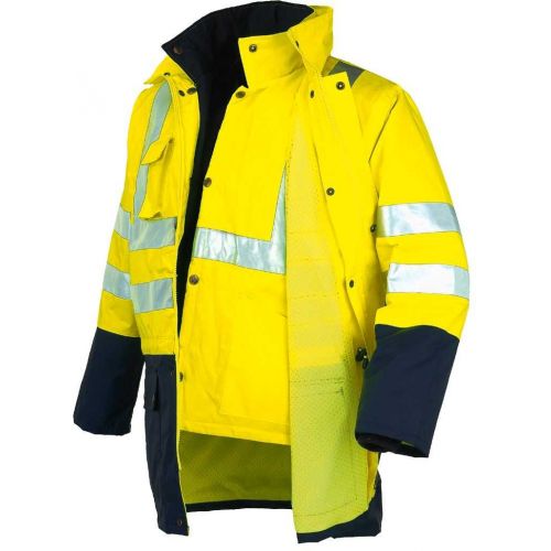 Parka A.V. bicolor triple uso EN ISO 20471, EN 343 Talla XL Amarillo flúor + bandas (12)