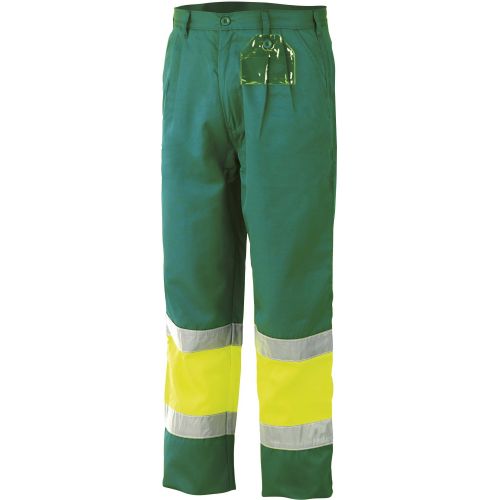 Pantalón multibolsillos A.V. bicolor EN ISO 20471 Talla L Verde-Amarillo flúor (38)