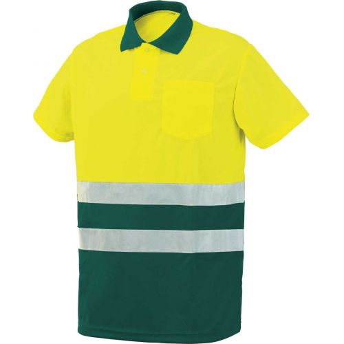 Polo manga corta A.V. bicolor EN ISO 20471, Verde-Amarillo flúor (38) Talla M