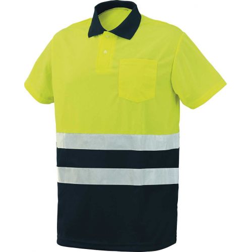 Polo manga corta A.V. bicolor EN ISO 20471, Azul marino-Amarillo flúor (48) Talla XXL
