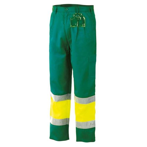 Pantalón multibolsillos A.V. bicolor con forro interior _x000D_EN ISO 20471 Talla M Verde-Amarillo flúor (38)