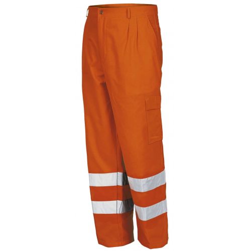 Pantalón multibolsillos A.V. EN ISO 20471 Talla L Naranja flúor + bandas (32)