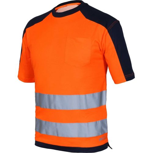 Camiseta TOP manga corta A.V. bicolor EN ISO 20471 Talla M Azul marino-Naranja flúor (47)