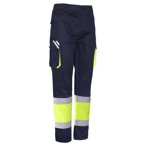 Pantalón EASYSTRETCH AV algodón EN ISO 20471 Talla M Azul marino-Amarillo flúor (52)