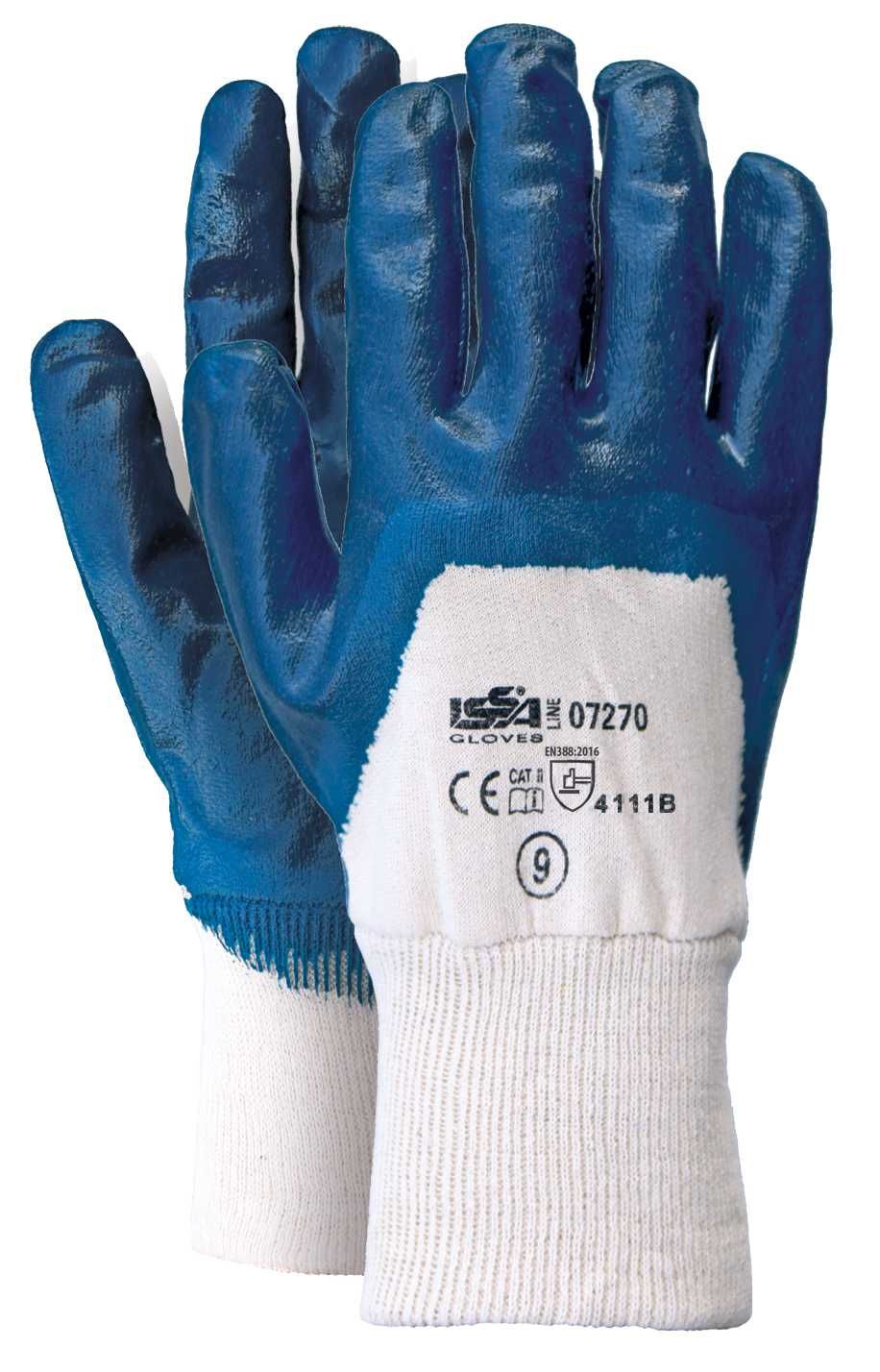 Guante algodón/NBR, puño elástico EN 388 Talla 10 Azul