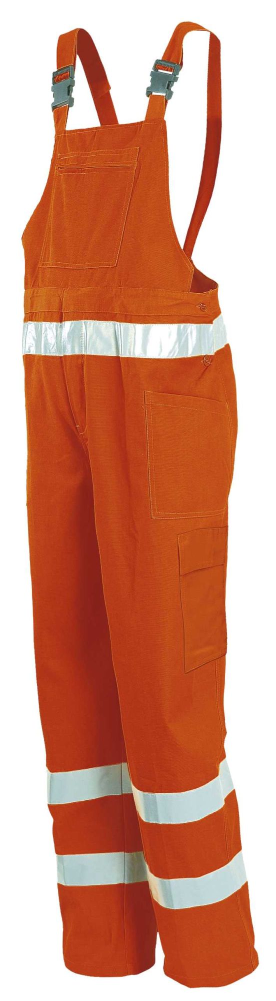 Pantalón c/peto A.V. EN ISO 20471 Talla L Naranja flúor + bandas (32)