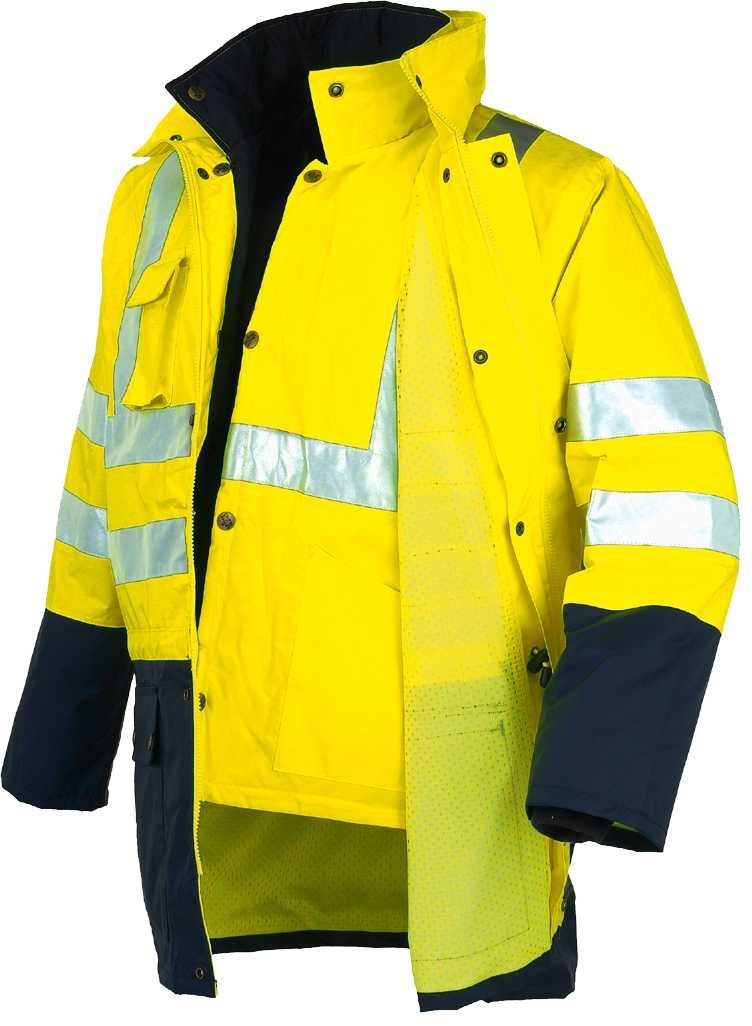 Parka A.V. bicolor triple uso EN ISO 20471, EN 343 Talla XXL Amarillo flúor + bandas (12)