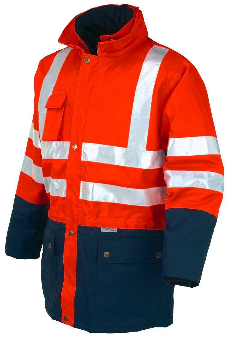 Parka A.V. bicolor triple uso EN ISO 20471, EN 343 Talla S Naranja flúor + bandas (32)